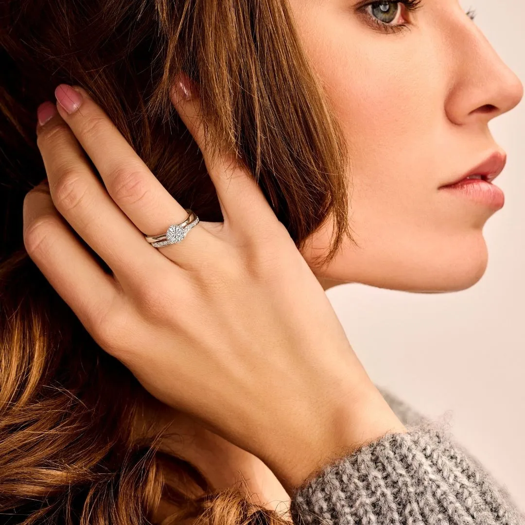 0.90 quilates anillo solitario diamante de oro blanco 