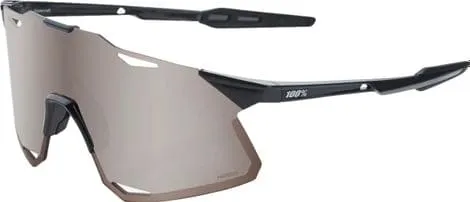 100% 100% GAFAS HYPERCRAFT  NEGRO BRILLO  LENTES ESPEJO PLATA HYPER