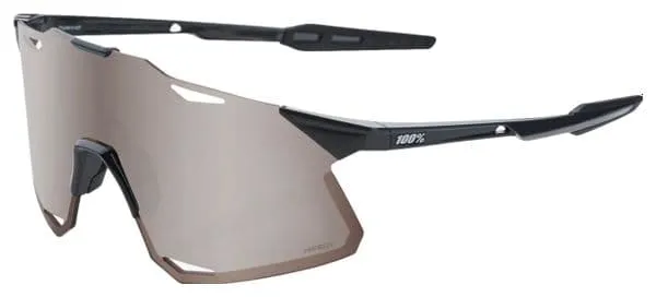 100% 100% GAFAS HYPERCRAFT  NEGRO BRILLO  LENTES ESPEJO PLATA HYPER