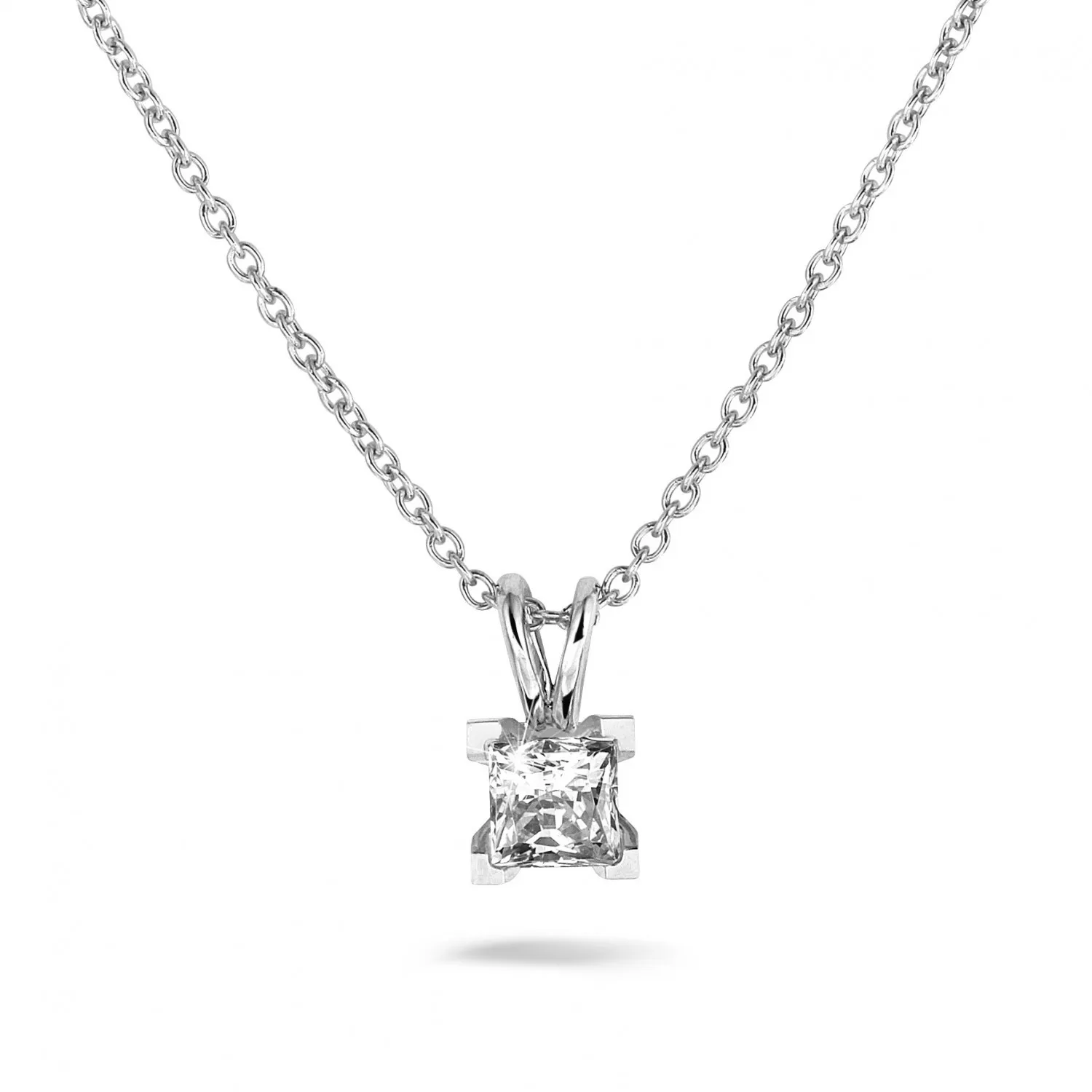 1.00 quilates colgante solitario en platino con diamante talla princesa 