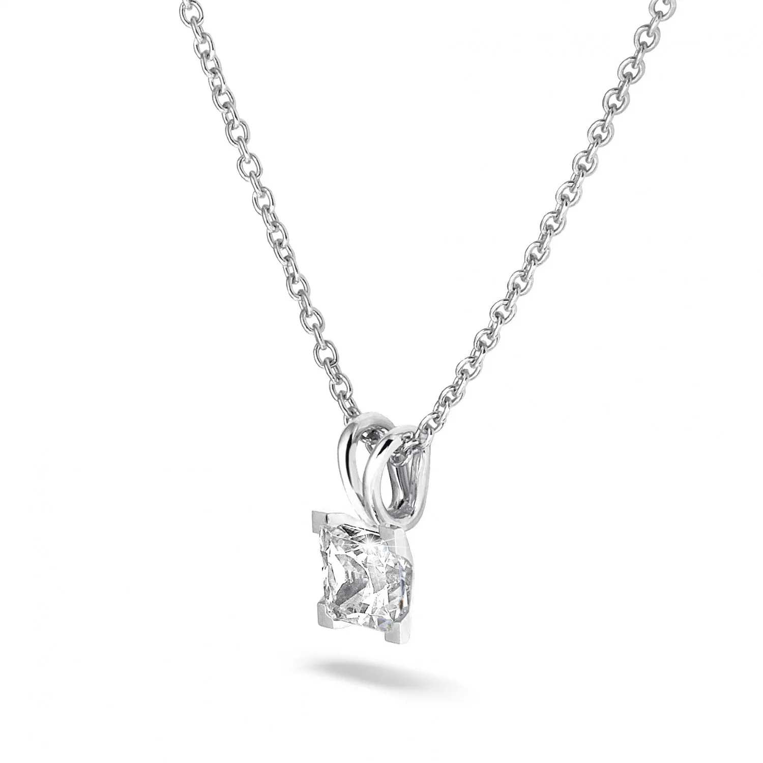 1.00 quilates colgante solitario en platino con diamante talla princesa 