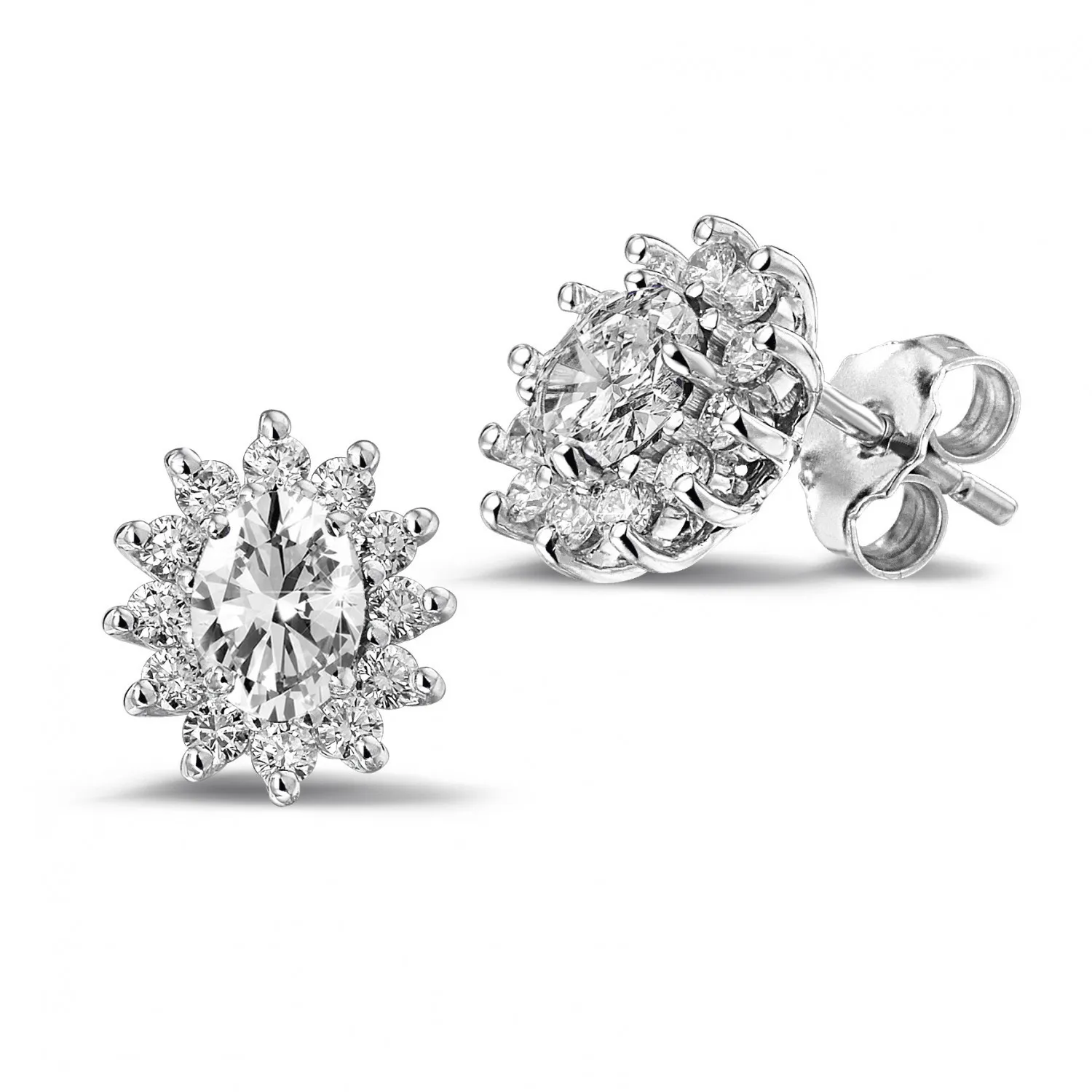 1.75 quilates pendientes “Entourage” en oro blanco con diamantes ovalados y redondos 