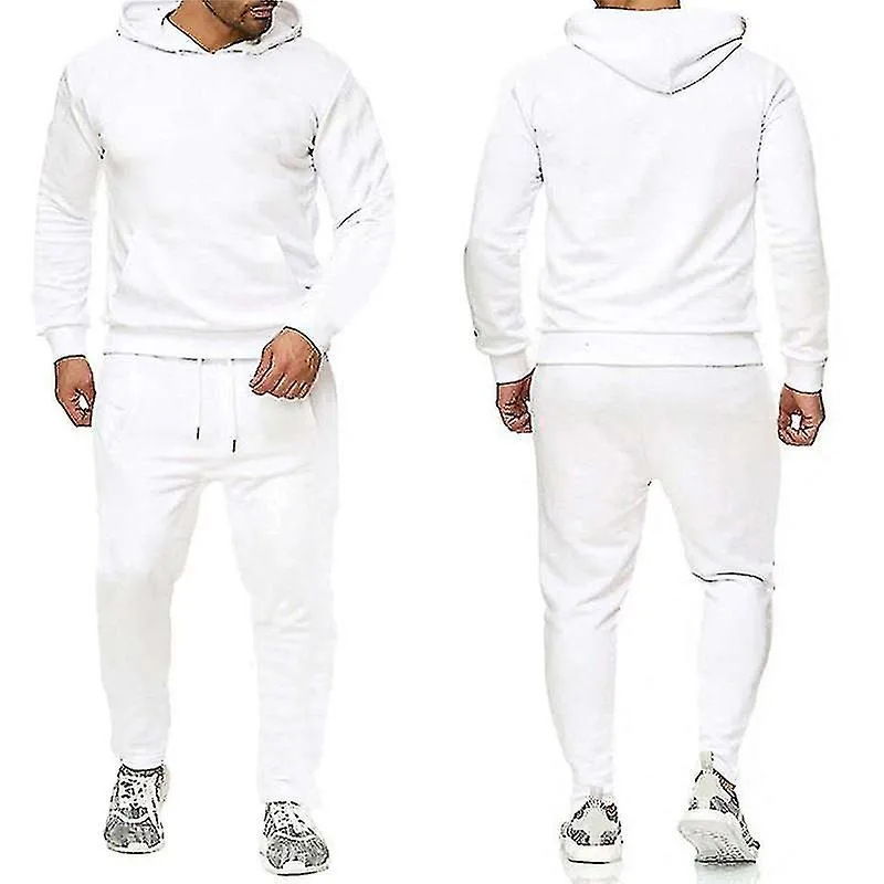 2 piezas / conjunto de chándal de fitness para hombres Pantalones deportivos casuales Top Sweatsuit Hoodie Set