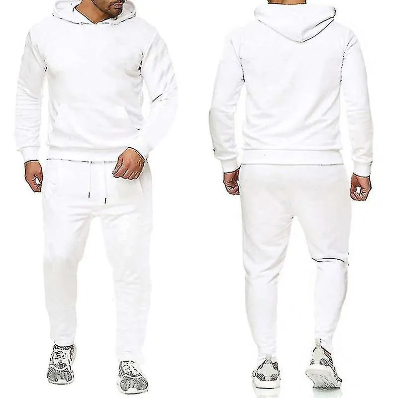 2 piezas / conjunto de chándal de fitness para hombres Pantalones deportivos casuales Top Sweatsuit Hoodie Set