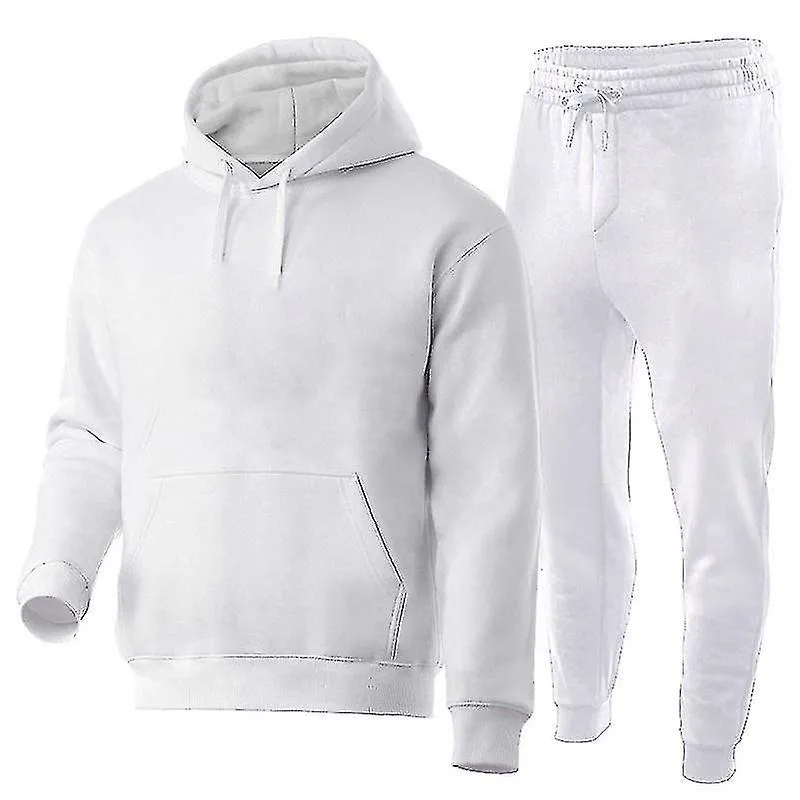2 piezas / conjunto de chándal de fitness para hombres Pantalones deportivos casuales Top Sweatsuit Hoodie Set