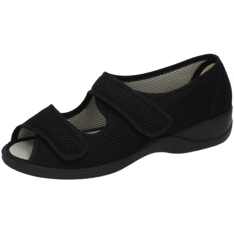 21744 SANDALIA TELA ANCHO color NEGRO