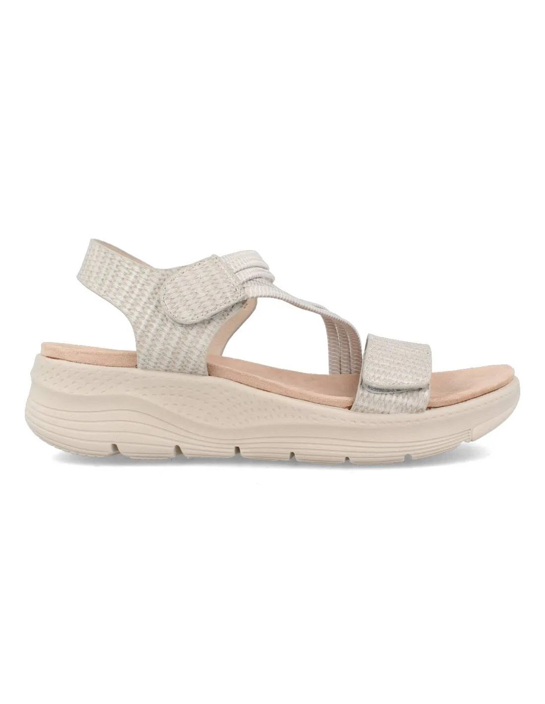 AMARPIES  SANDALIAS CUñA TIRAS CRUZADAS ELáSTICOS GRIS