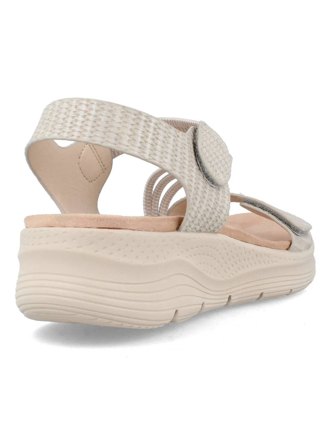 AMARPIES  SANDALIAS CUñA TIRAS CRUZADAS ELáSTICOS GRIS
