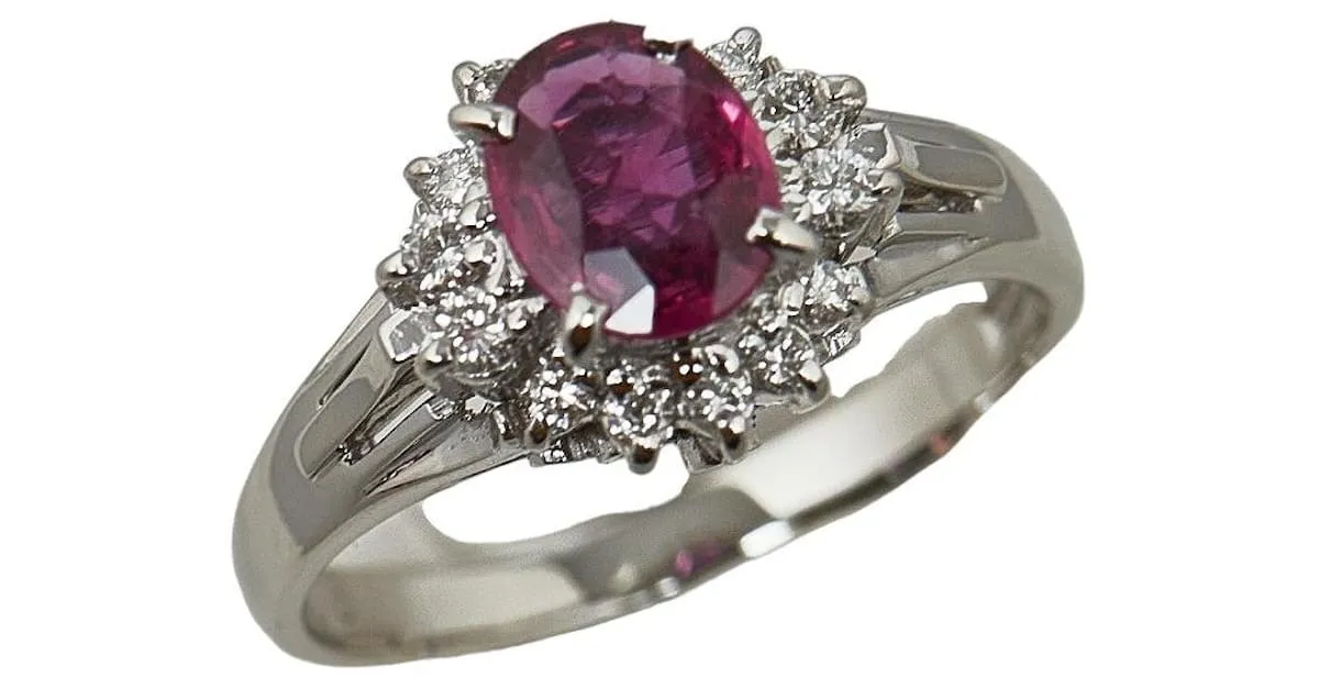 & Other Stories PT900 Rubí Platino 0.70CT Diamond 0.16Tamaño del anillo 8 En GRAN estado 