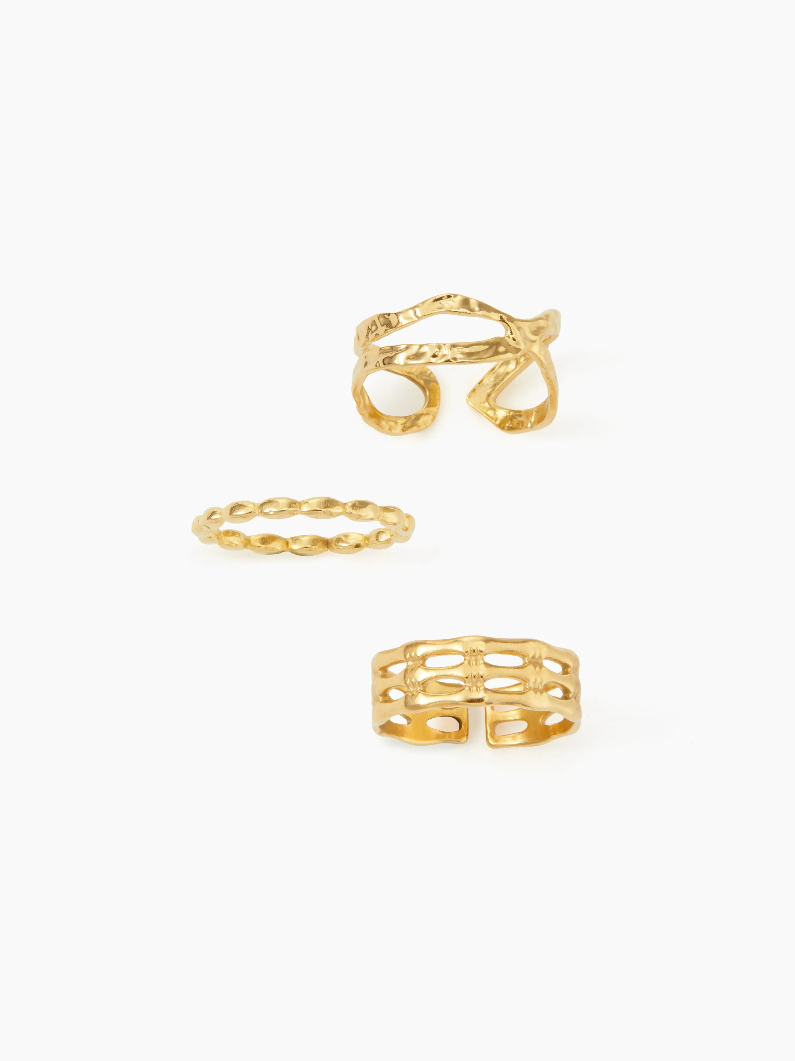 Anillo de diseño martillado de 3 piezas