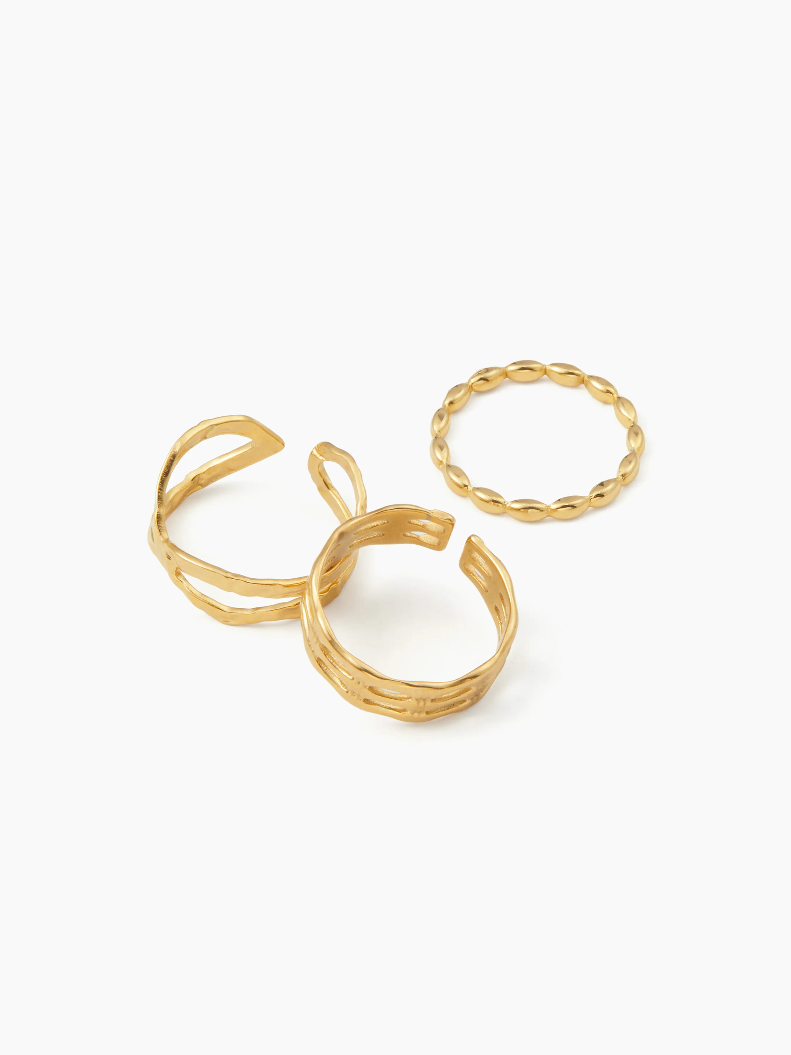 Anillo de diseño martillado de 3 piezas
