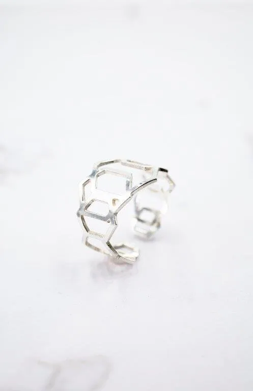 Anillo Hexágonos Plata