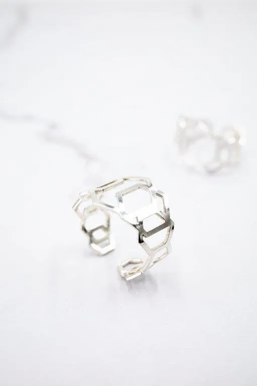 Anillo Hexágonos Plata