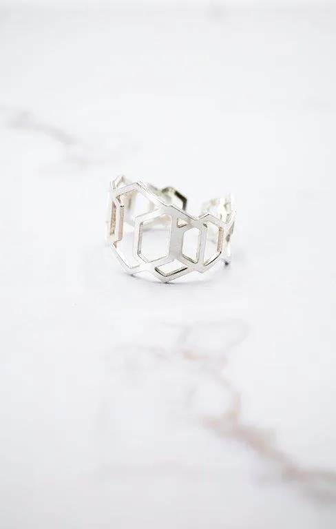 Anillo Hexágonos Plata