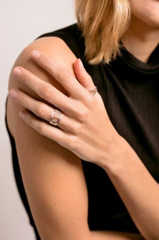 Anillo Hexágonos Plata