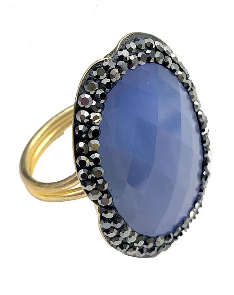 ANILLOS GRANDES MUJER DE PIEDRAS FACETADAS AZULES