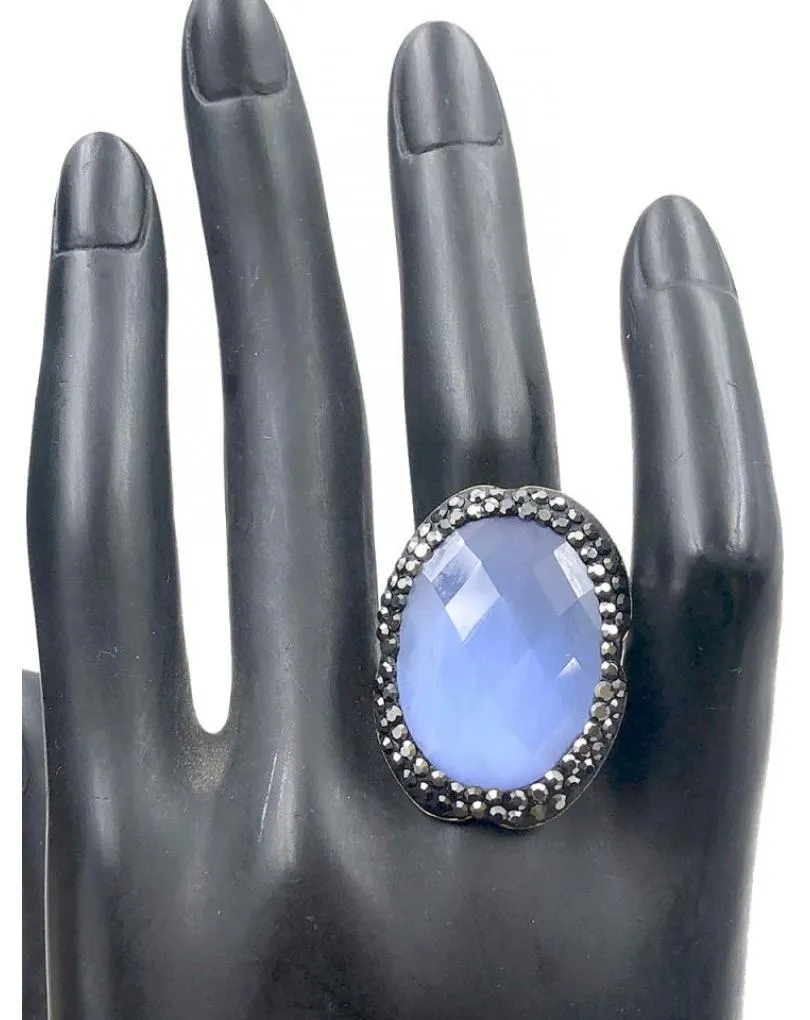 ANILLOS GRANDES MUJER DE PIEDRAS FACETADAS AZULES