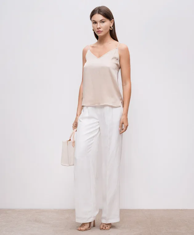 Anine Bing Carrie white pants with linen