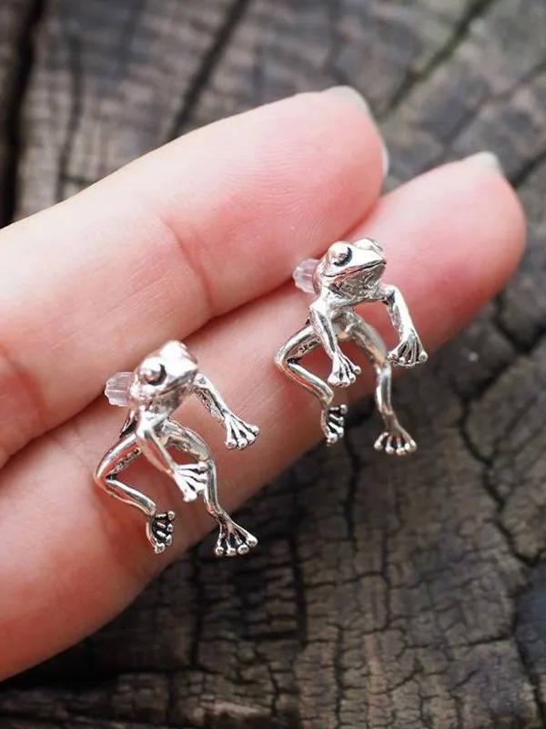 Aretes con diseño de rana