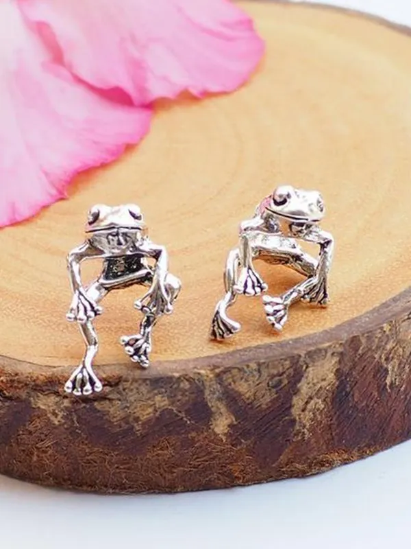 Aretes con diseño de rana