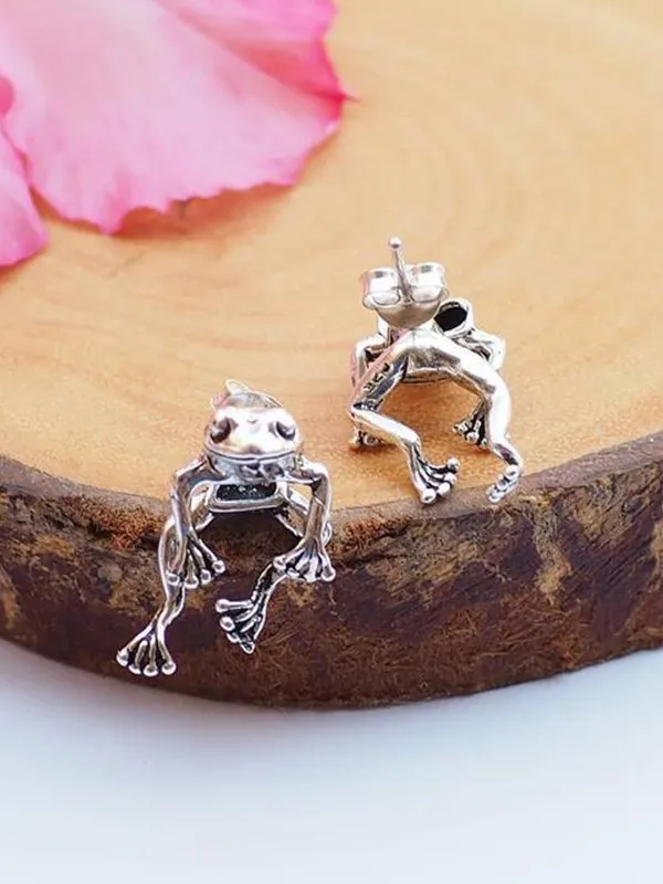 Aretes con diseño de rana