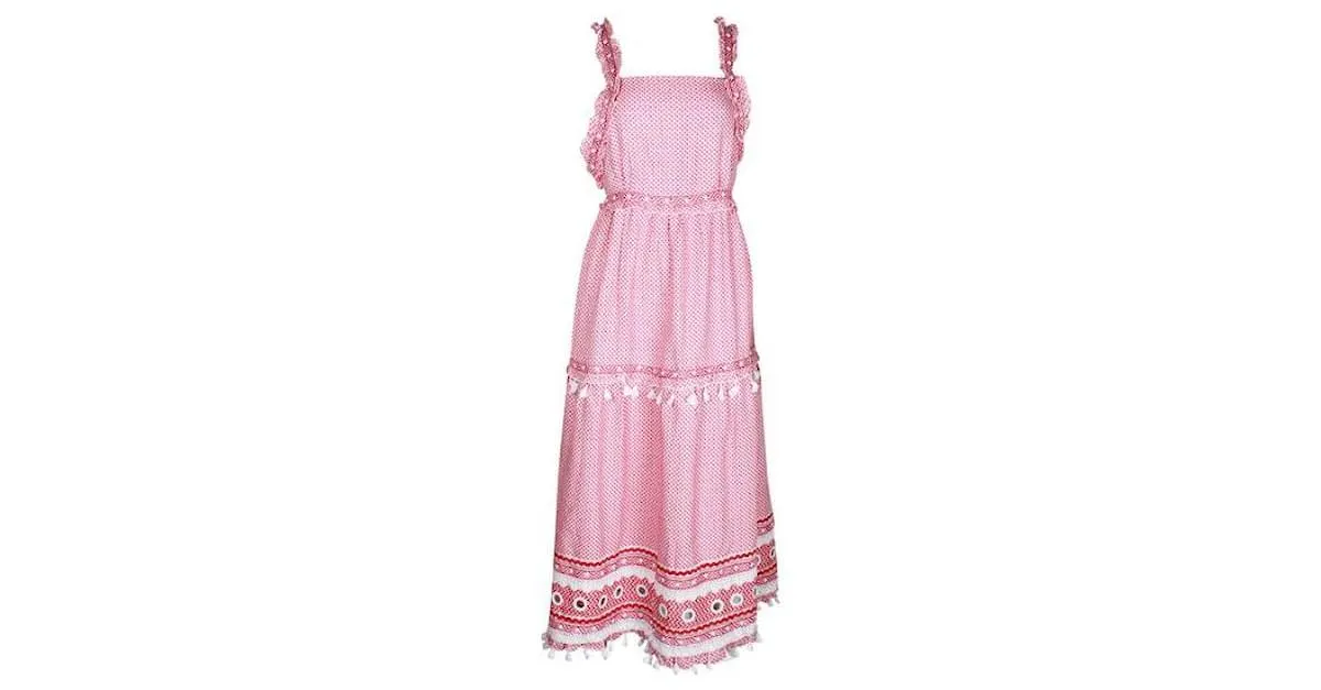 Autre Marque Vestido largo con espalda cruzada y borlas en rojo y blanco Baror de Dodo Roja 
