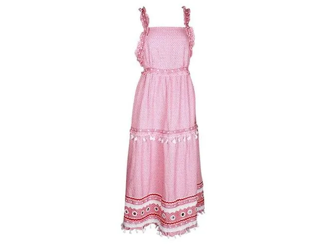 Autre Marque Vestido largo con espalda cruzada y borlas en rojo y blanco Baror de Dodo Roja 