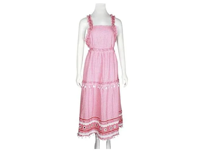 Autre Marque Vestido largo con espalda cruzada y borlas en rojo y blanco Baror de Dodo Roja 
