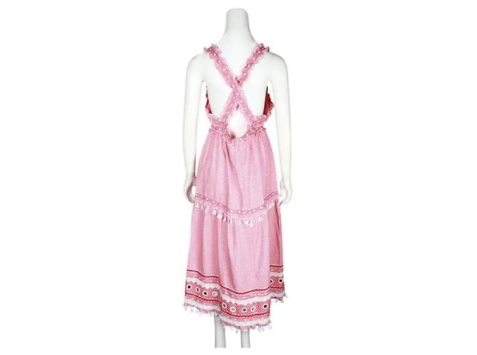 Autre Marque Vestido largo con espalda cruzada y borlas en rojo y blanco Baror de Dodo Roja 