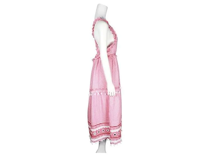 Autre Marque Vestido largo con espalda cruzada y borlas en rojo y blanco Baror de Dodo Roja 