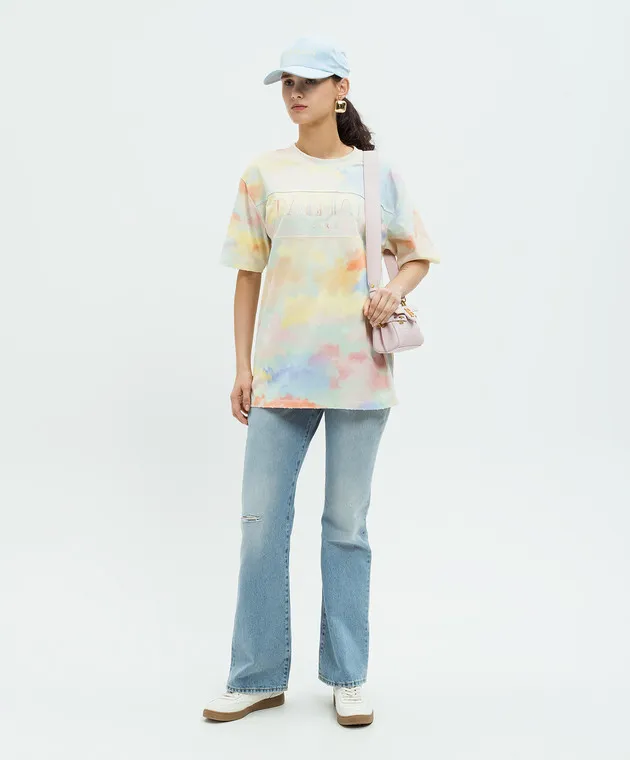 BALMAIN CLOUD VINTAGE TSHIRT WITH LOGO EMBROIDERY