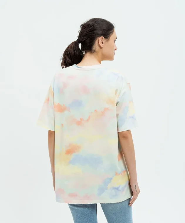 BALMAIN CLOUD VINTAGE TSHIRT WITH LOGO EMBROIDERY