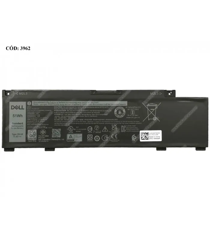 BATERIA DELL 11.4V51WH 266J9 INSPIRON 5490 5498 G SERIES G3 3500 3590 G5 5500 G3 3590 0M4GWP ORIG.