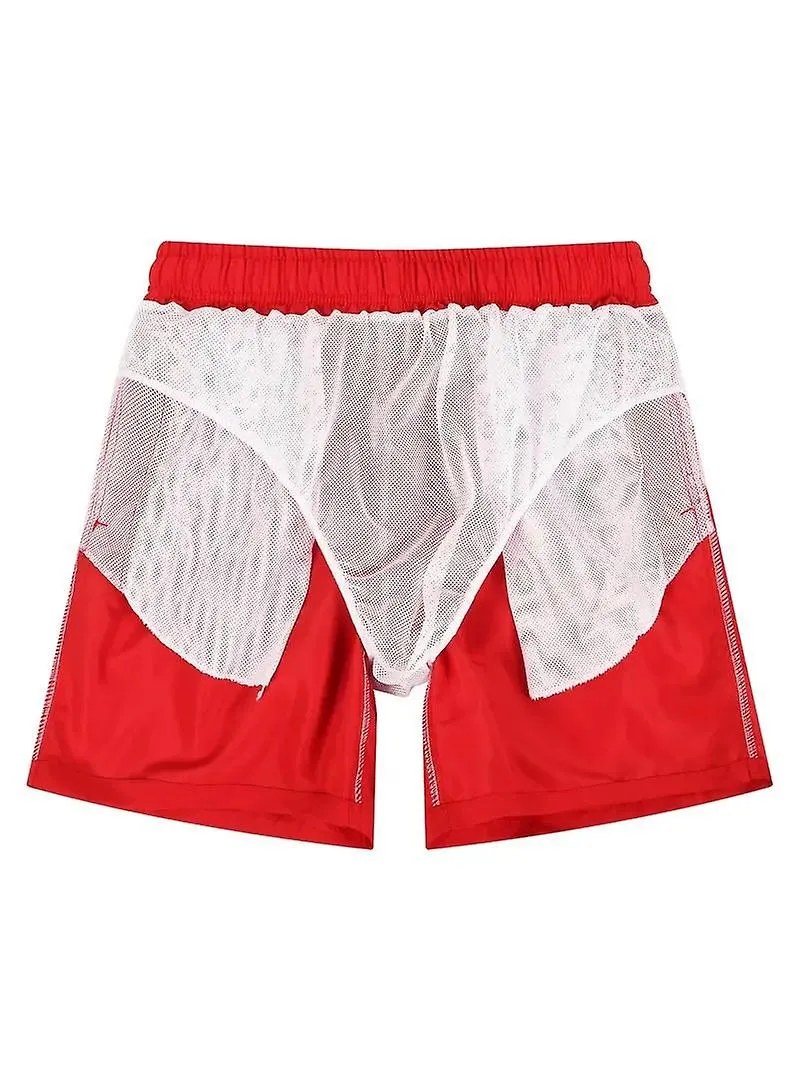 Bañadores de doble capa, pantalones de playa de verano sueltos para hombres, pantalones cortos casuales