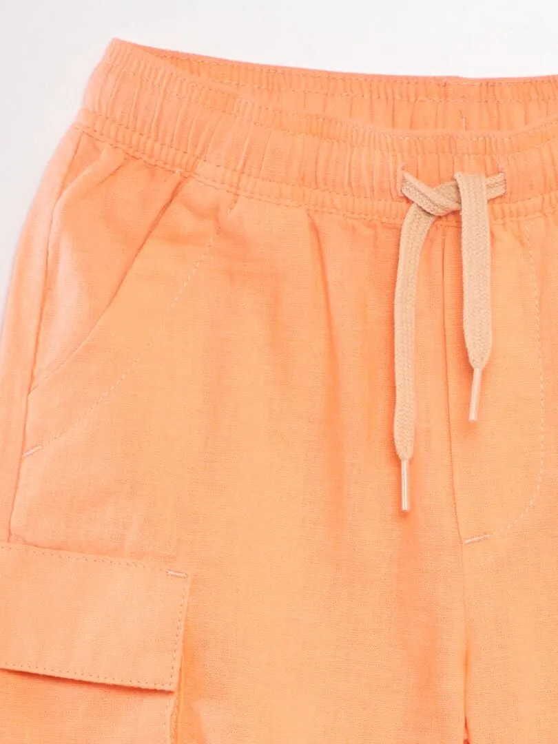 BERMUDAS CON MúLTIPLES BOLSILLOS  NARANJA