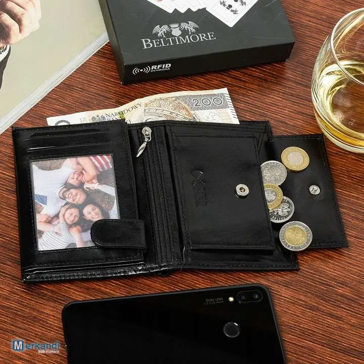 Billeteras de cuero al por mayor | Billetera de cuero genuino para hombre Beltimore