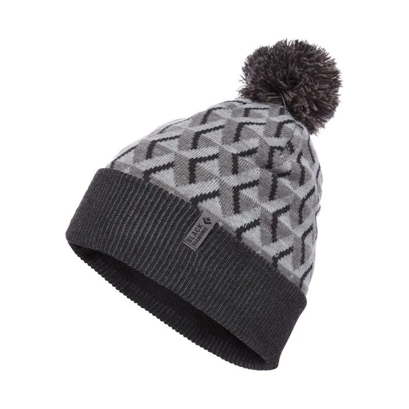 Black Diamond Pom Beanie Hat (Grey Icon)