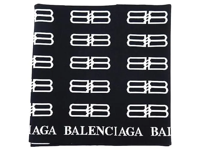 Blanket NUEVA BUFANDA BALENCIAGA ESTOLA MANTA BUFANDA BB 719229 Lana negra Negro 
