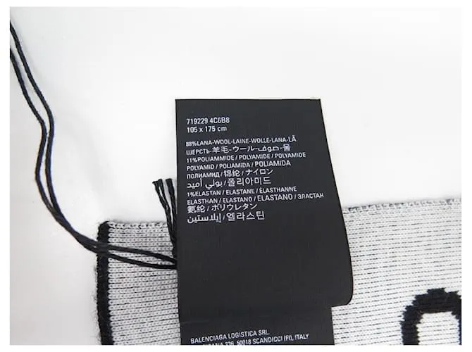 Blanket NUEVA BUFANDA BALENCIAGA ESTOLA MANTA BUFANDA BB 719229 Lana negra Negro 
