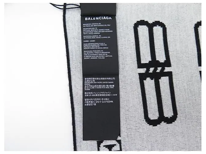 Blanket NUEVA BUFANDA BALENCIAGA ESTOLA MANTA BUFANDA BB 719229 Lana negra Negro 