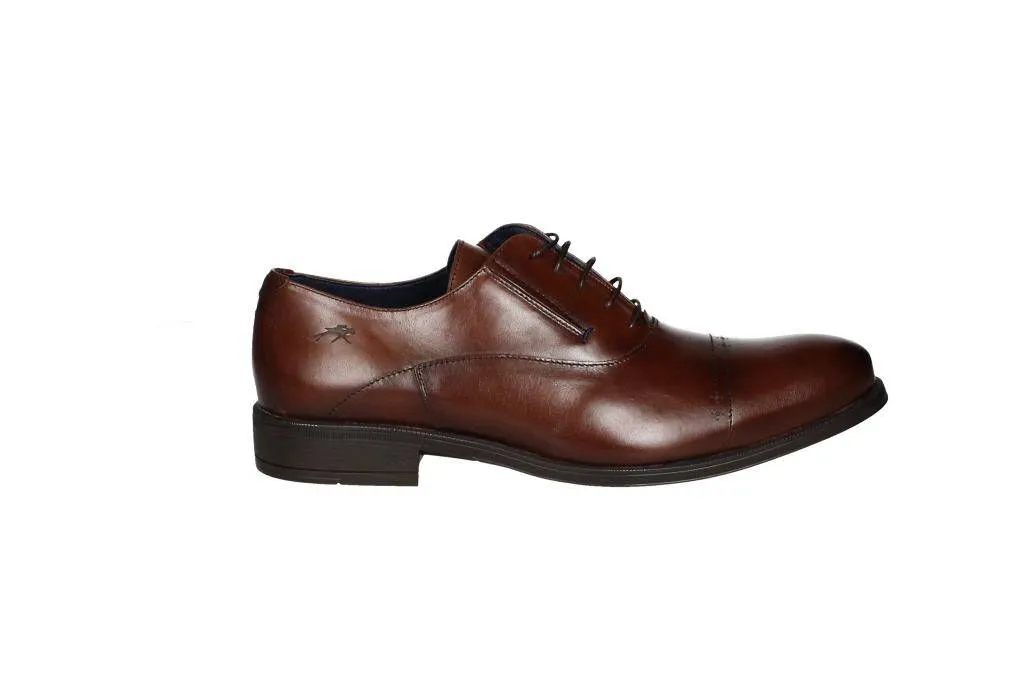 Blucher Vestir Piel Marron Punta Cortada Piso Goma