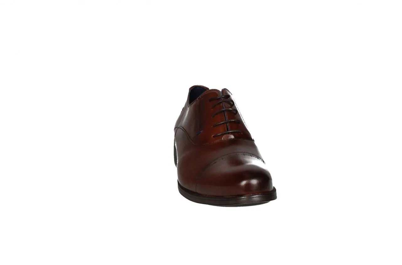 Blucher Vestir Piel Marron Punta Cortada Piso Goma