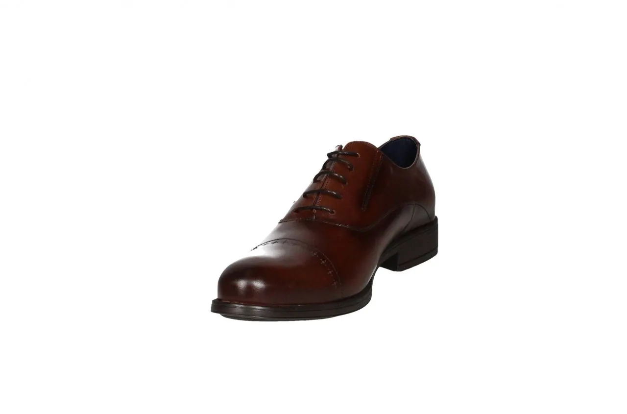 Blucher Vestir Piel Marron Punta Cortada Piso Goma