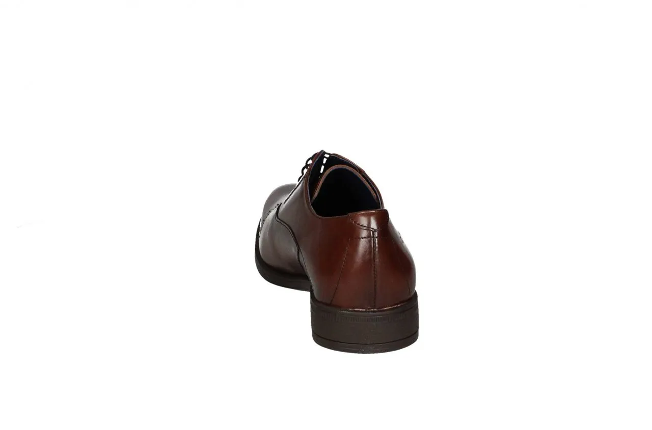 Blucher Vestir Piel Marron Punta Cortada Piso Goma