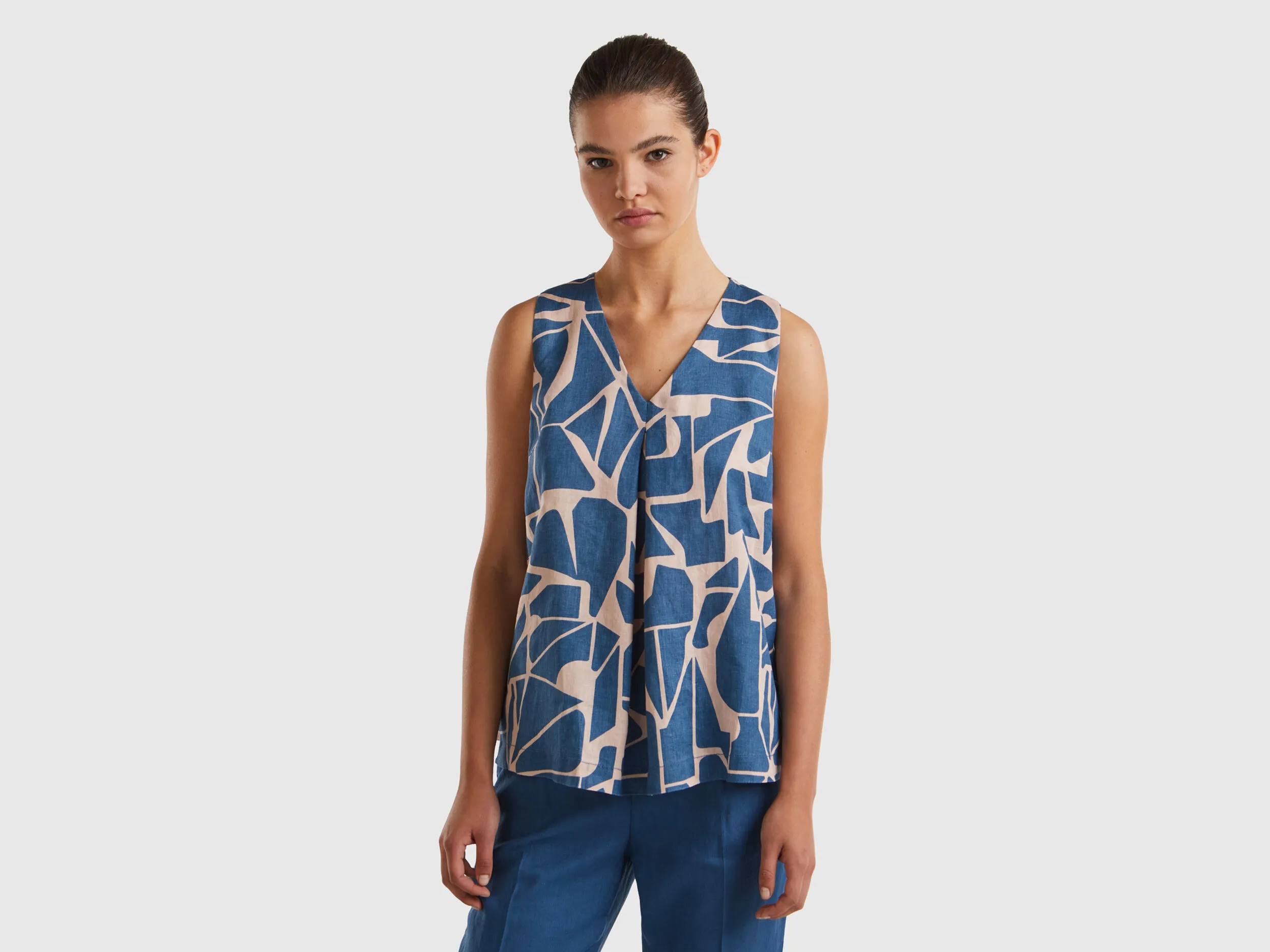 Blusa de lino estampado