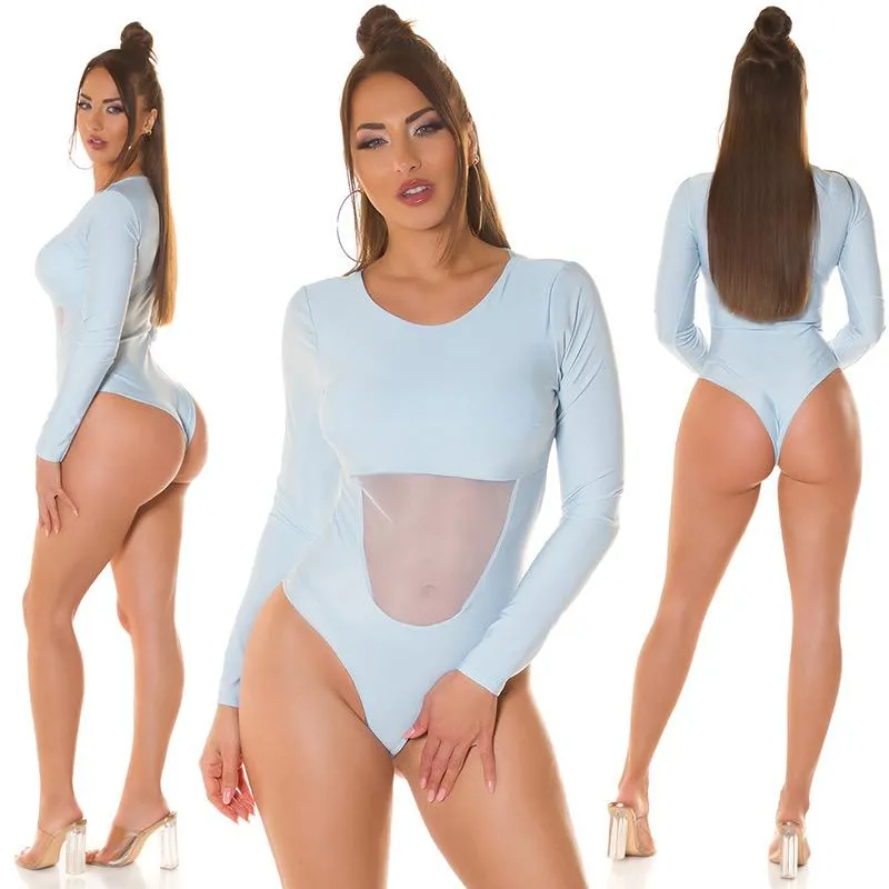 Body mangas largas ajustado azul