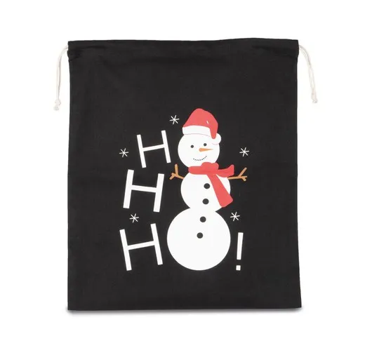 Bolsa Algodón Cierre Cordón, Diseño Muñeco De Nieve