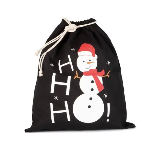 Bolsa Algodón Cierre Cordón, Diseño Muñeco De Nieve