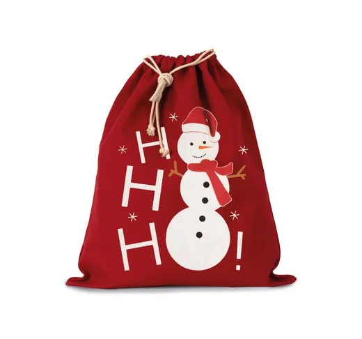 Bolsa Algodón Cierre Cordón, Diseño Muñeco De Nieve