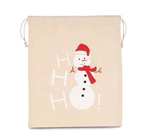 Bolsa Algodón Cierre Cordón, Diseño Muñeco De Nieve